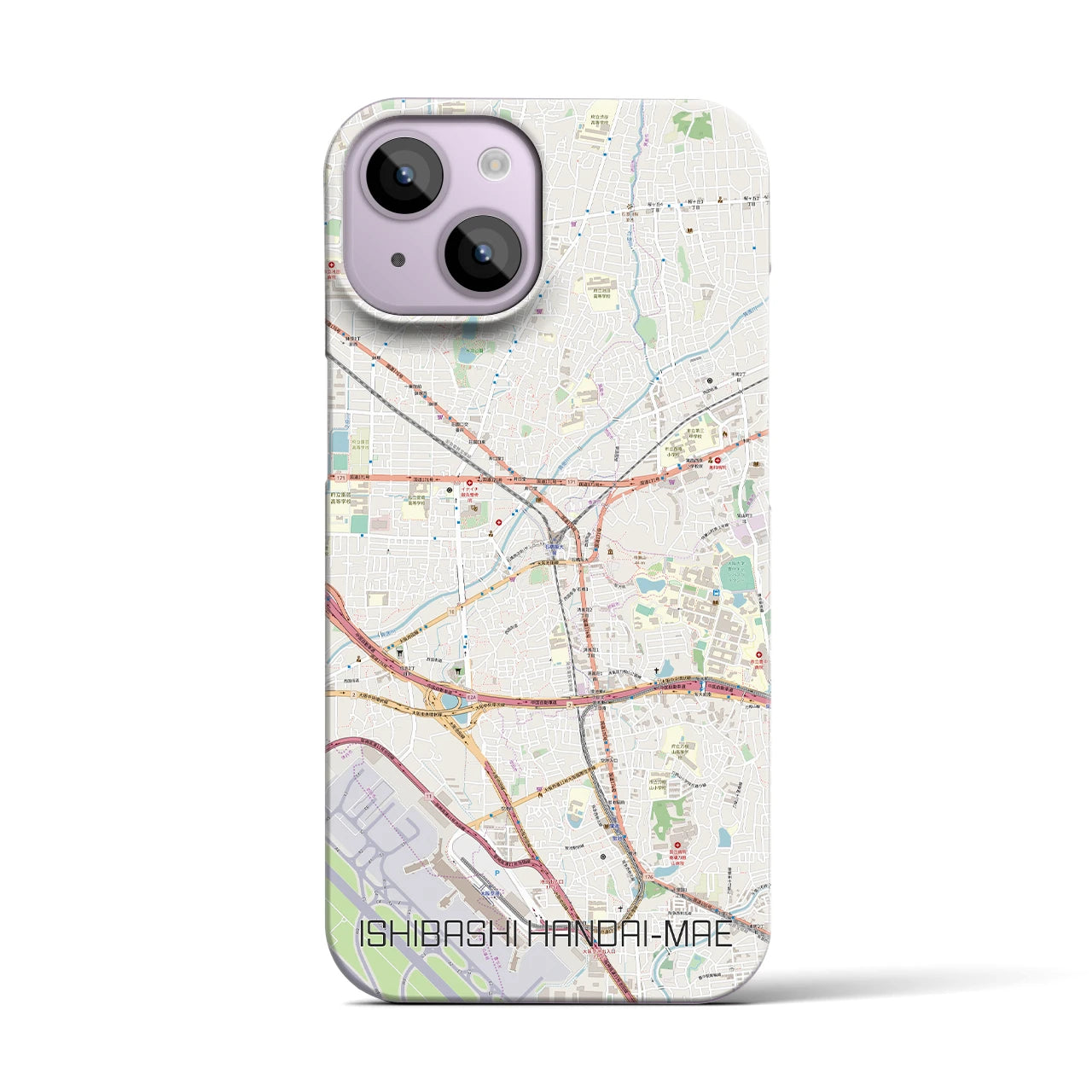【石橋阪大前(大阪府)】地図柄iPhoneケース(バックカバータイプ)