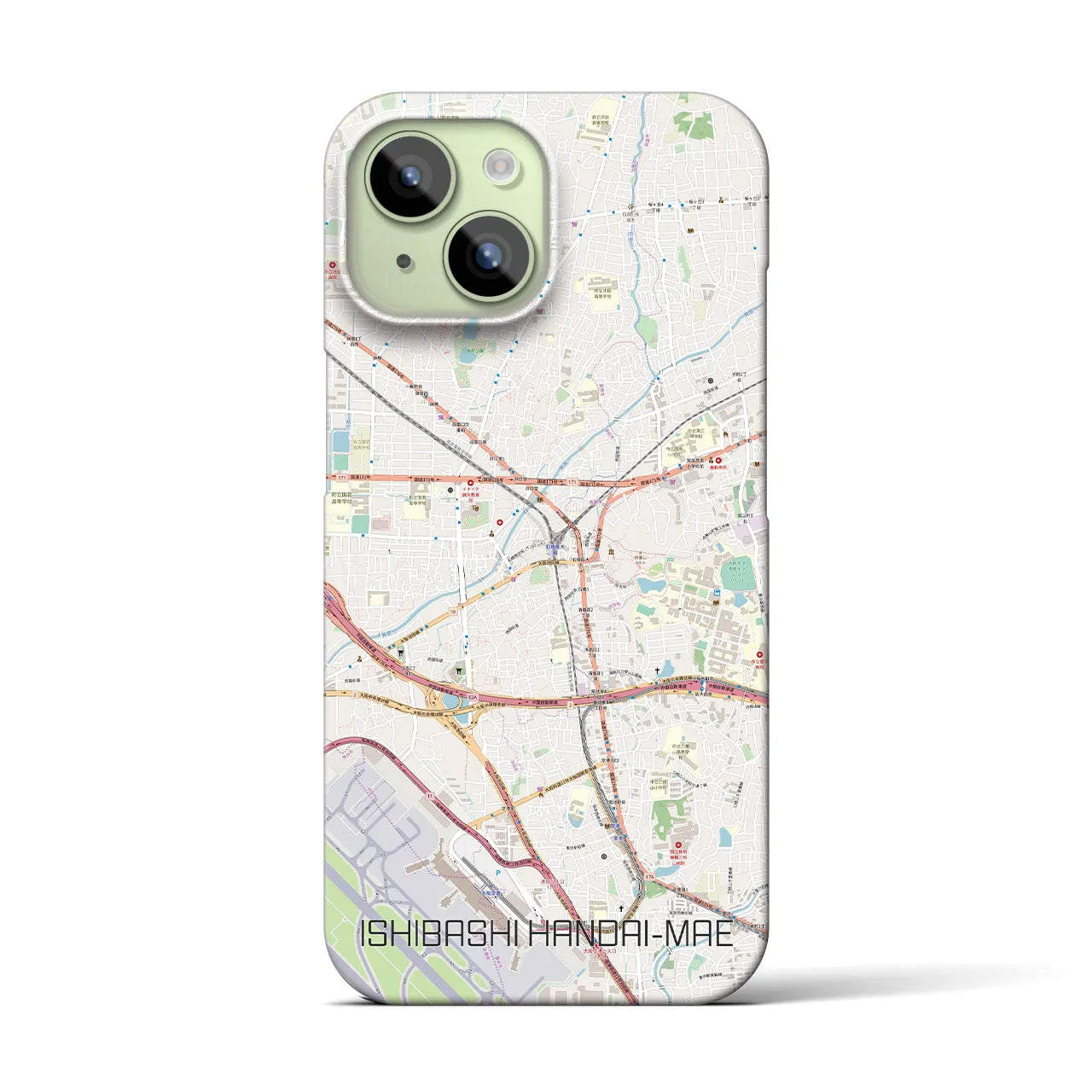 【石橋阪大前(大阪府)】地図柄iPhoneケース(バックカバータイプ)