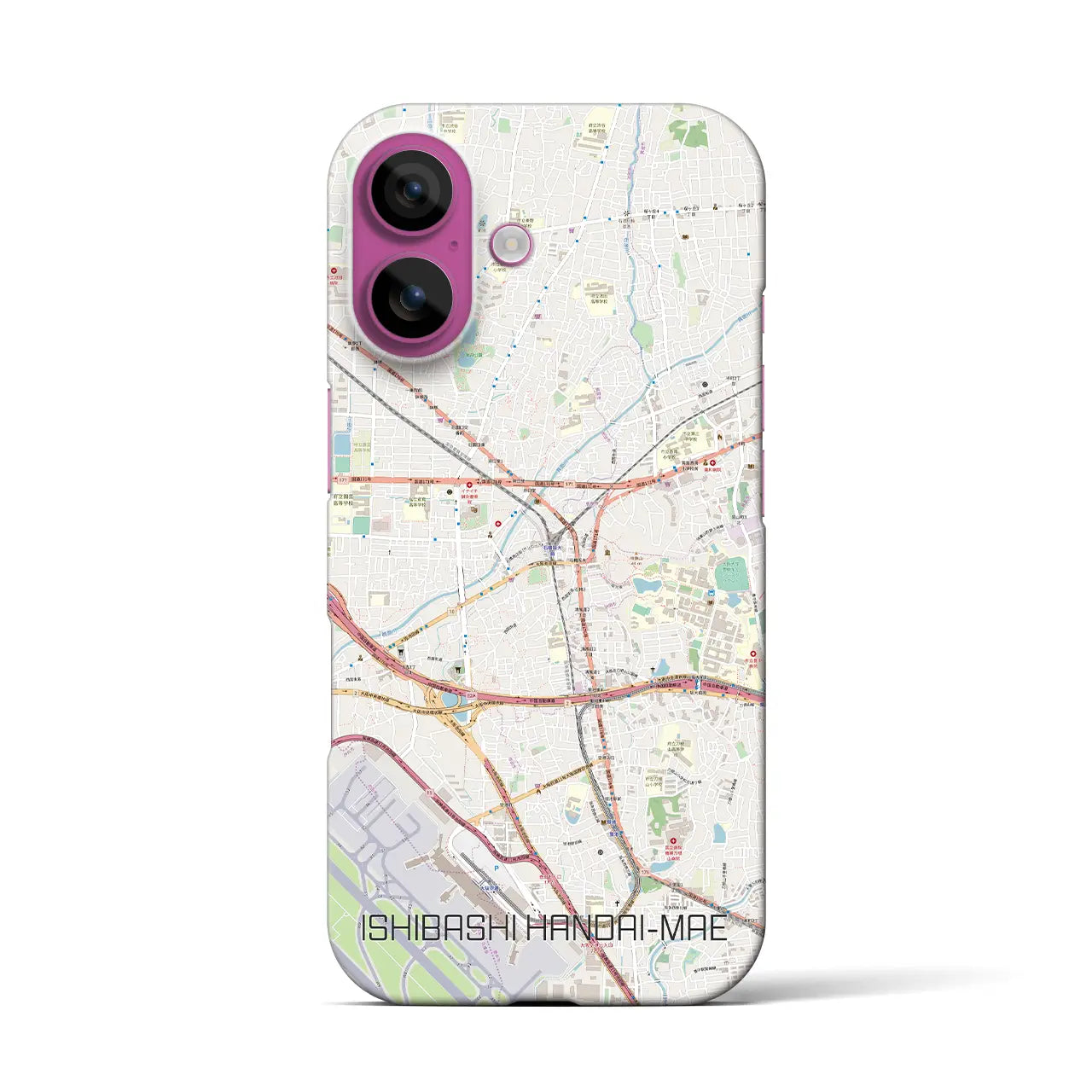 【石橋阪大前(大阪府)】地図柄iPhoneケース(バックカバータイプ)