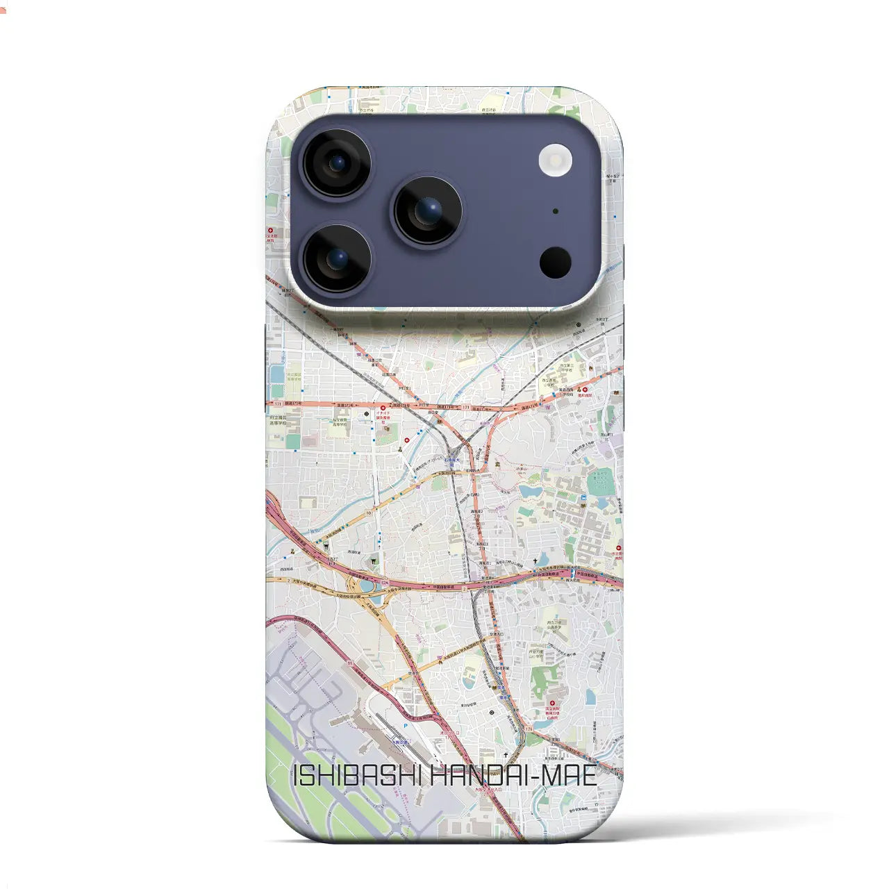 【石橋阪大前(大阪府)】地図柄iPhoneケース(バックカバータイプ)