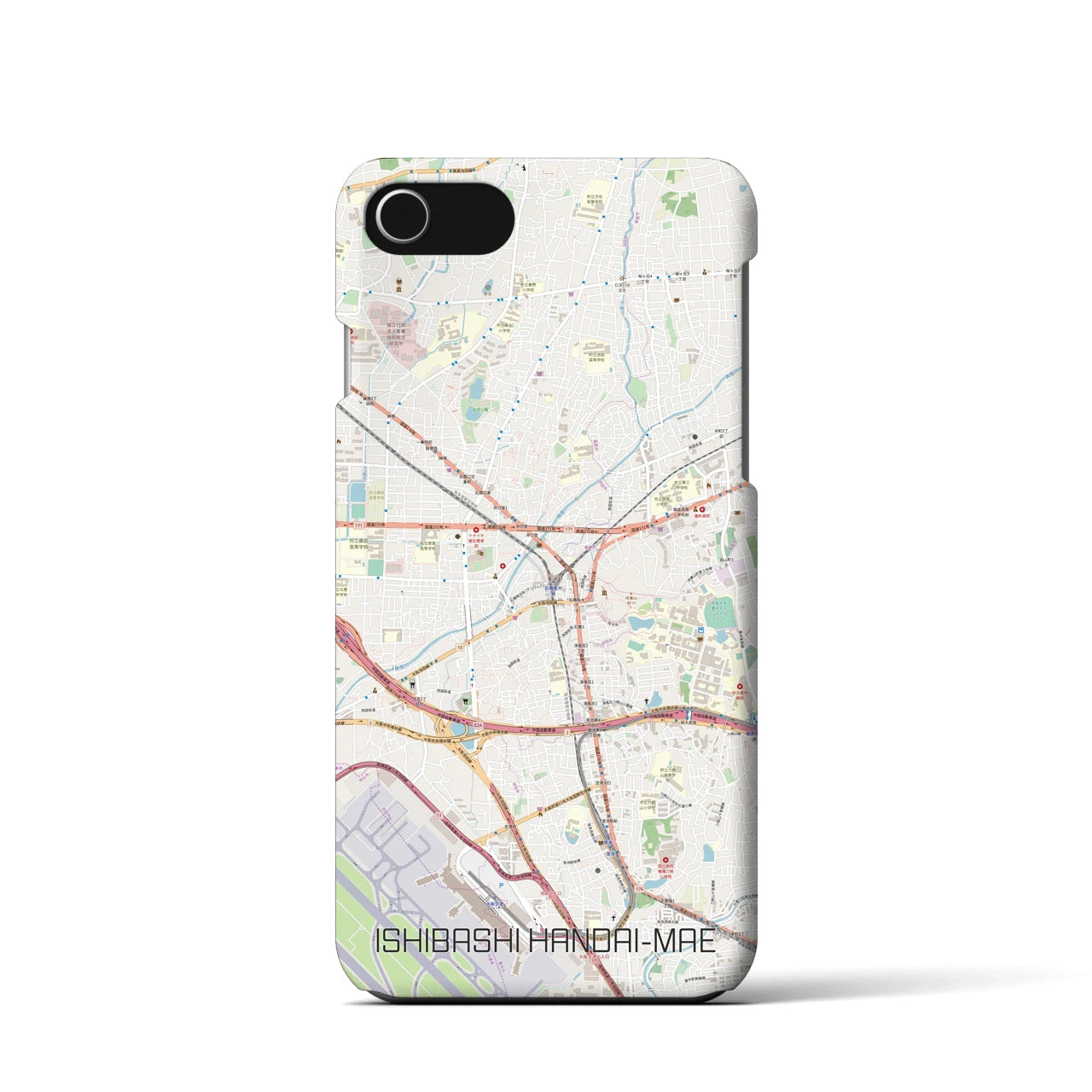 【石橋阪大前(大阪府)】地図柄iPhoneケース(バックカバータイプ)