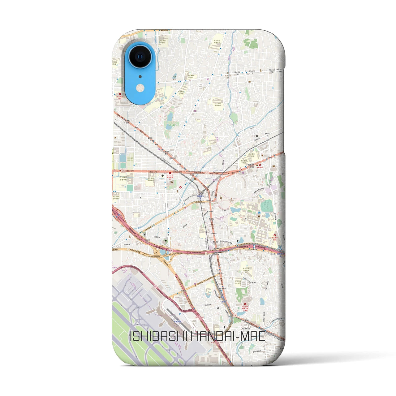【石橋阪大前(大阪府)】地図柄iPhoneケース(バックカバータイプ)