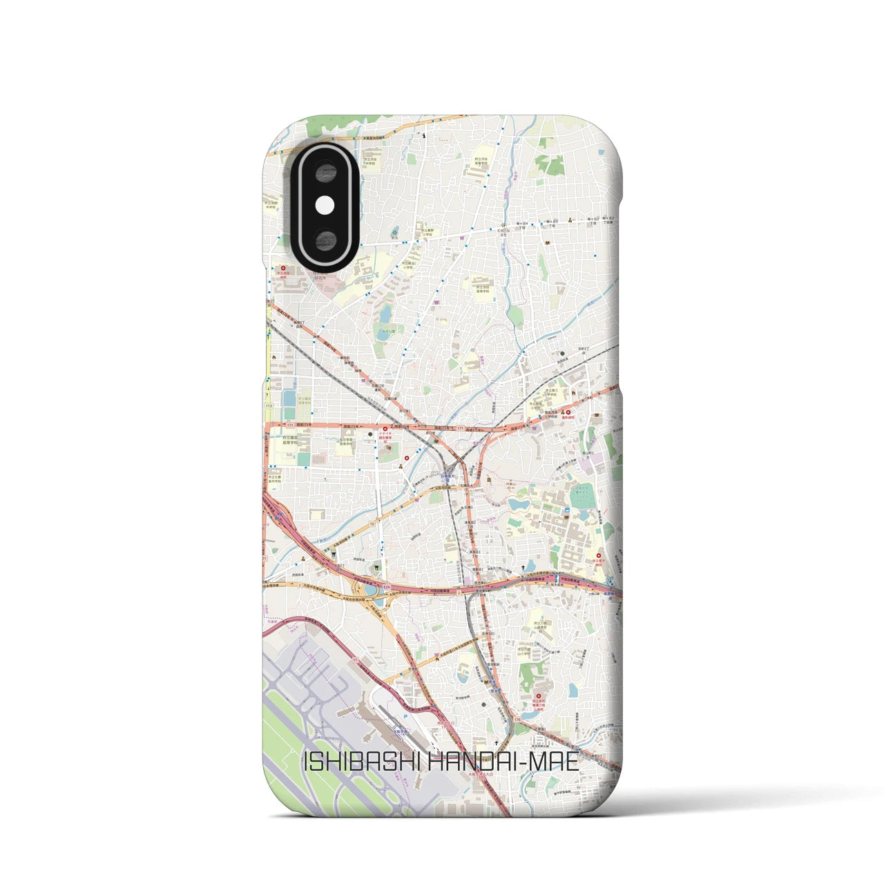 【石橋阪大前(大阪府)】地図柄iPhoneケース(バックカバータイプ)