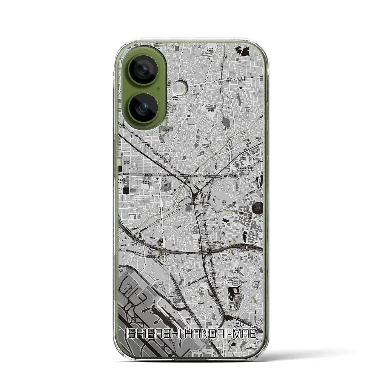 【石橋阪大前(大阪府)】地図柄iPhoneケース(クリアタイプ)モノトーン・iPhone 17 Pro Max 用