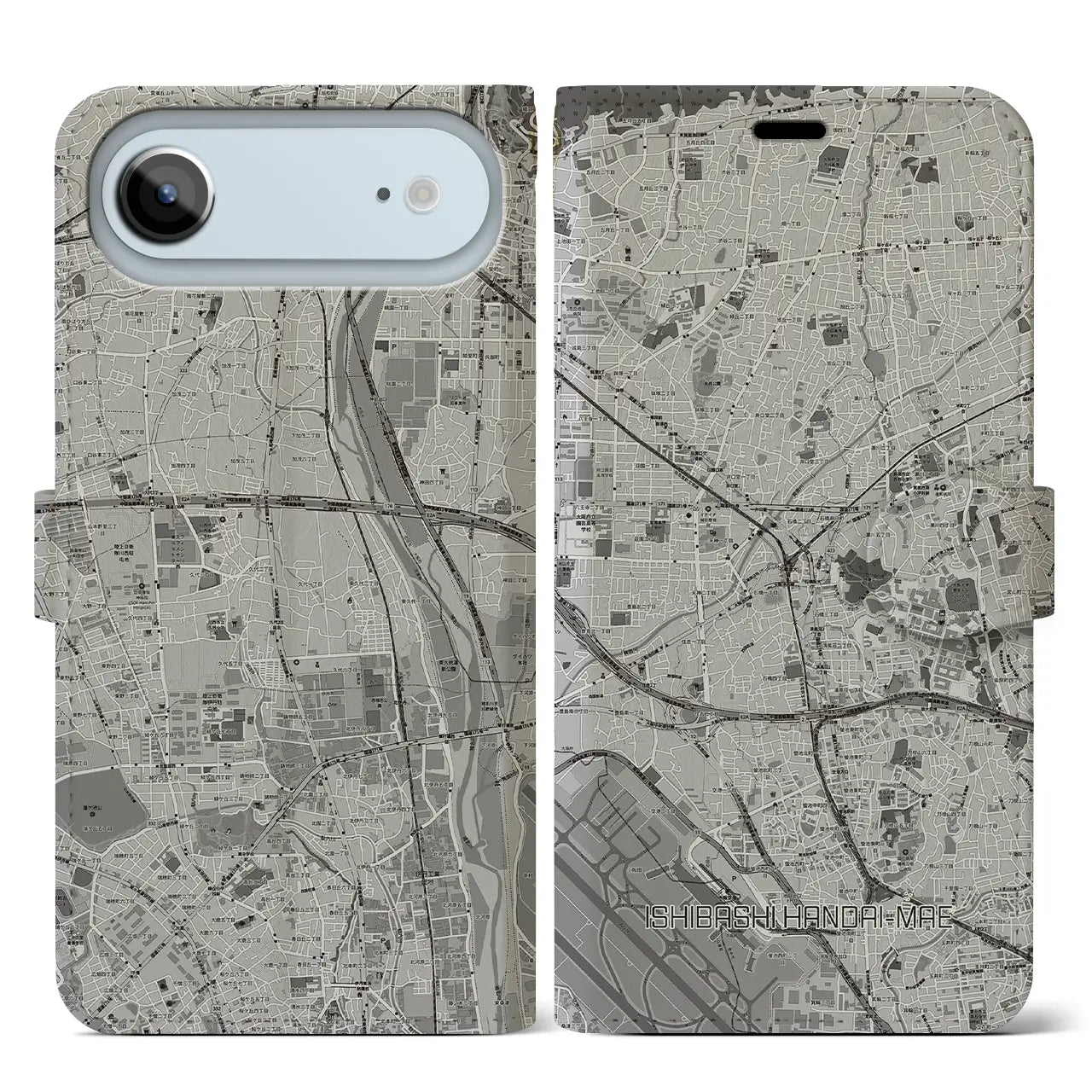 【石橋阪大前(大阪府)】地図柄iPhoneケース(手帳タイプ)