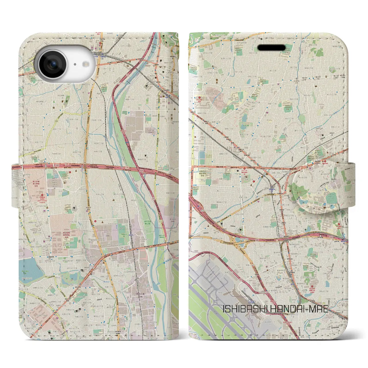 【石橋阪大前(大阪府)】地図柄iPhoneケース(手帳タイプ)