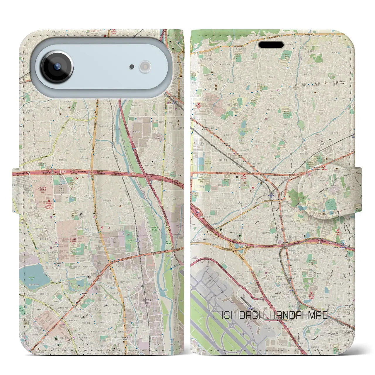 【石橋阪大前(大阪府)】地図柄iPhoneケース(手帳タイプ)