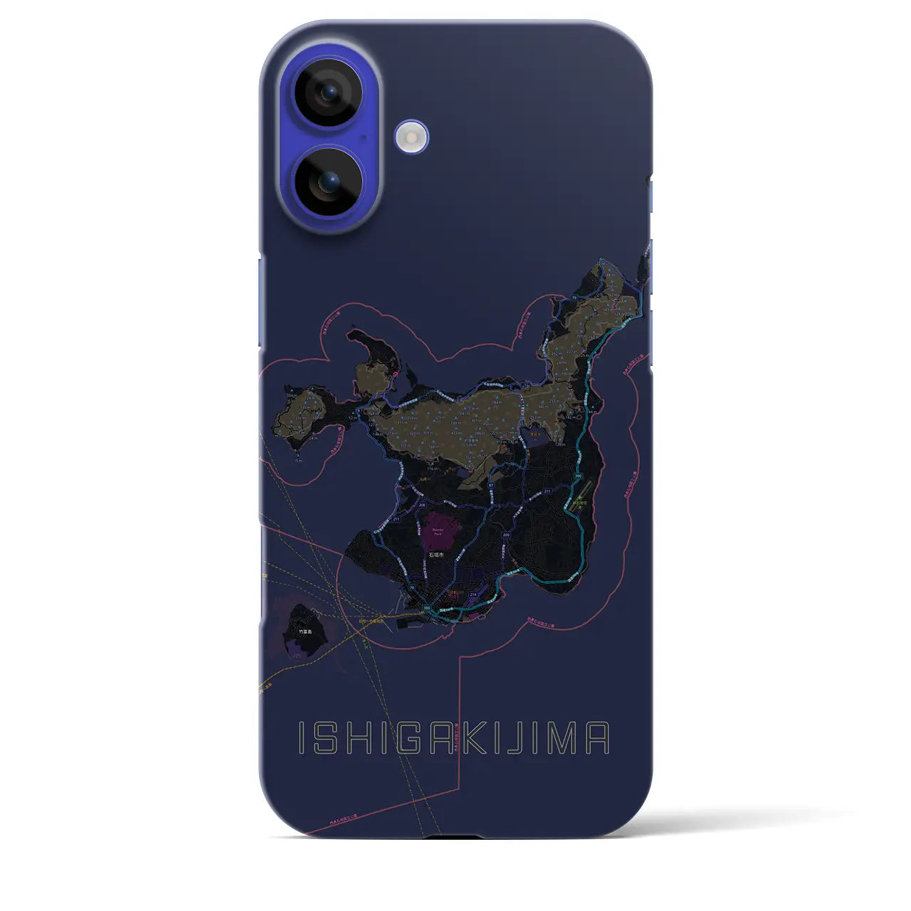 【石垣島(沖縄県)】地図柄iPhoneケース(バックカバータイプ)