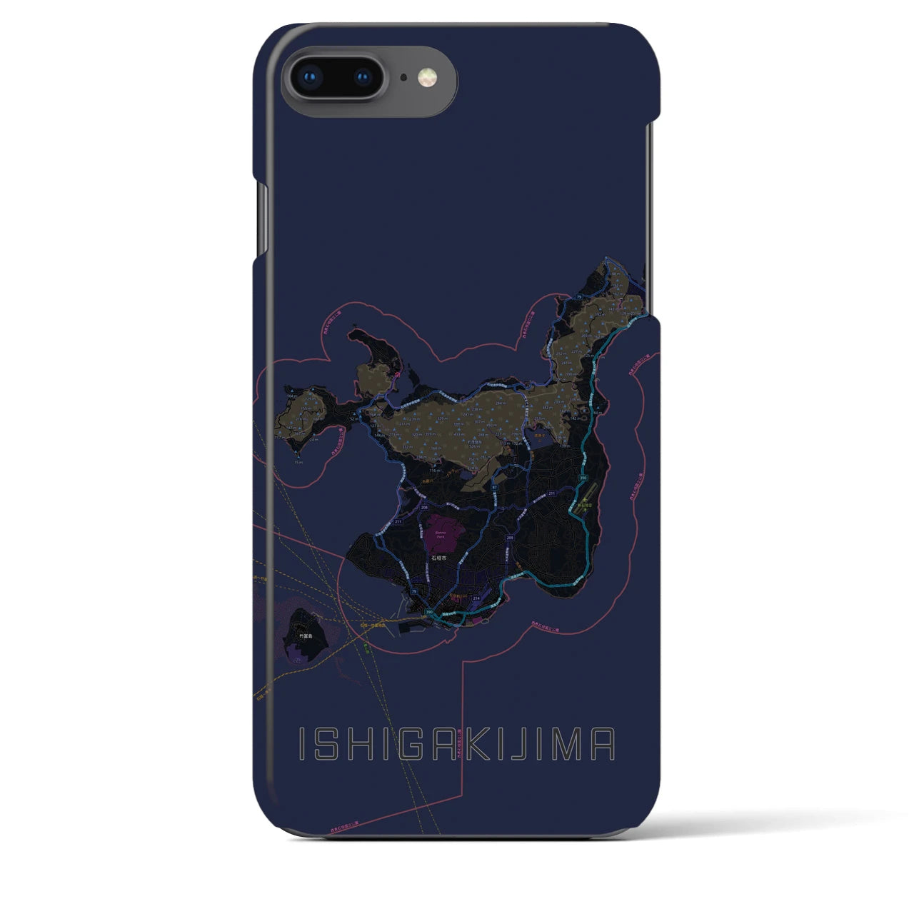 【石垣島(沖縄県)】地図柄iPhoneケース(バックカバータイプ)