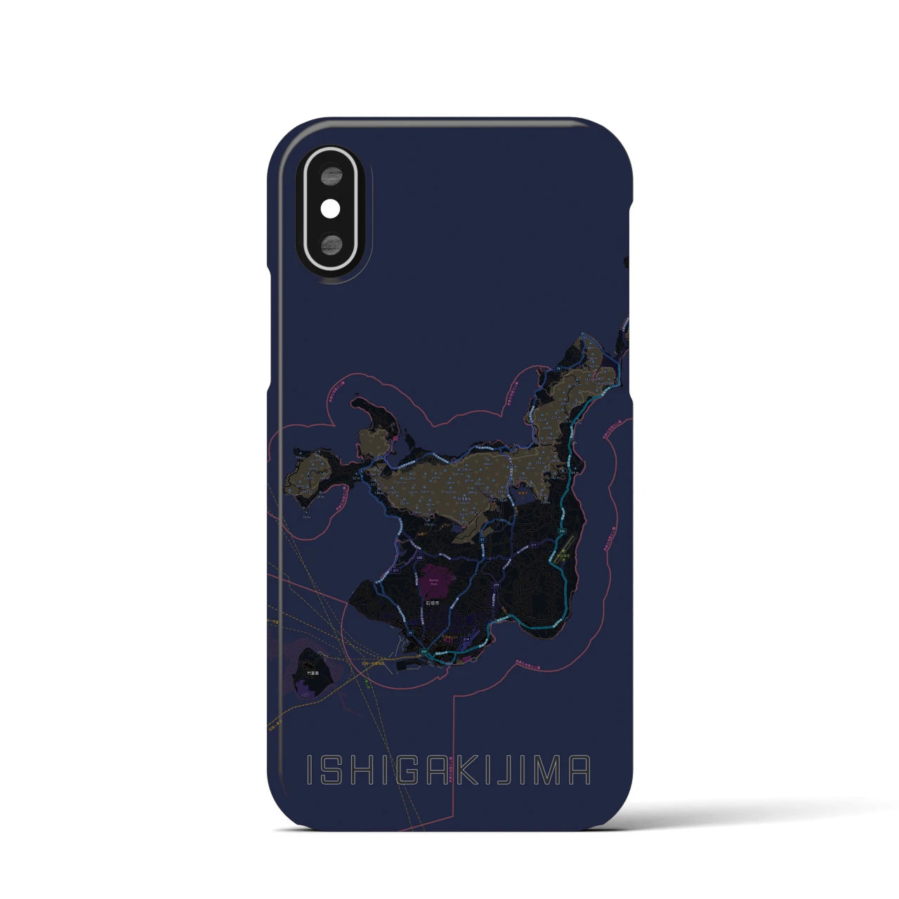 【石垣島(沖縄県)】地図柄iPhoneケース(バックカバータイプ)