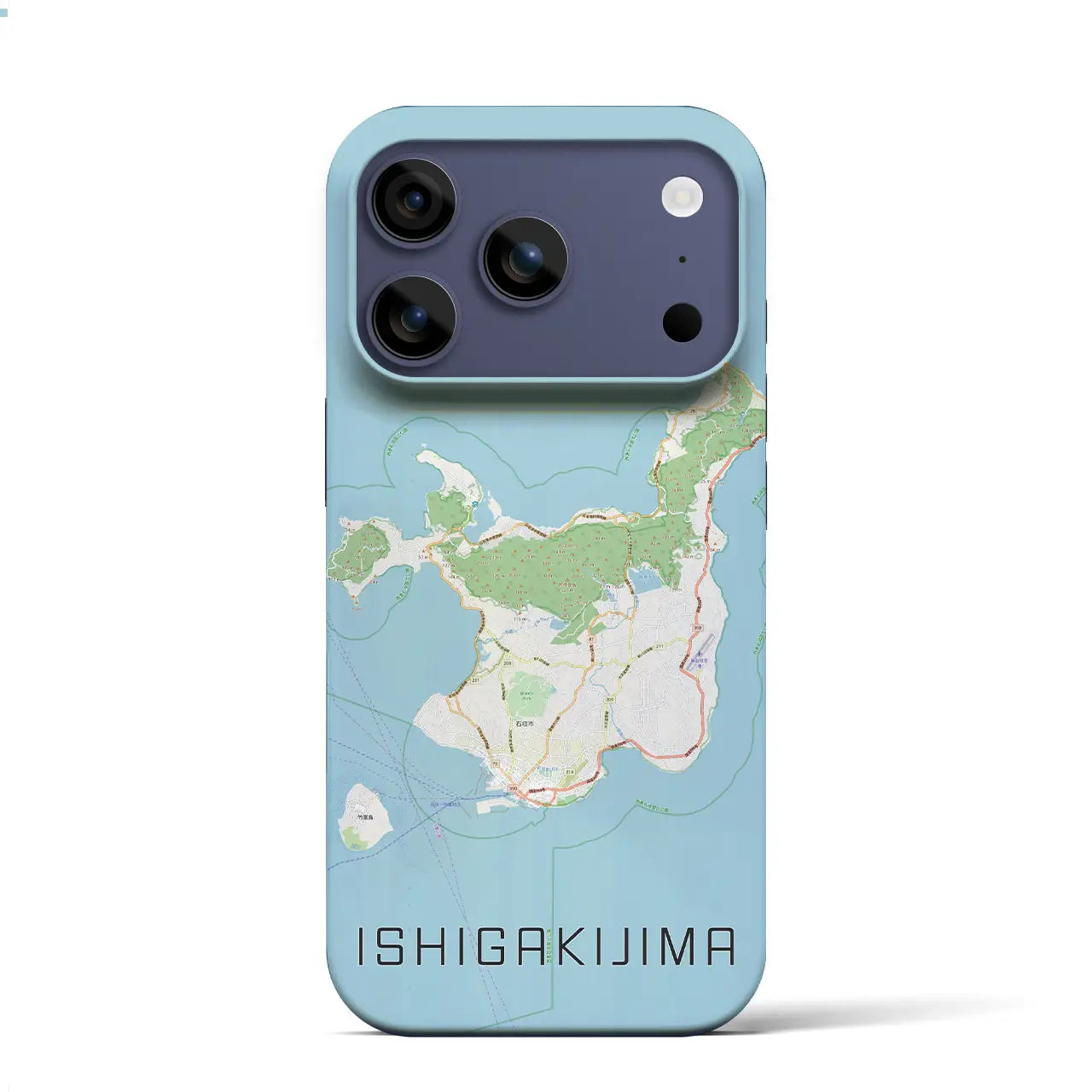 【石垣島(沖縄県)】地図柄iPhoneケース(バックカバータイプ)ブラック・iPhone 17 Pro Max 用