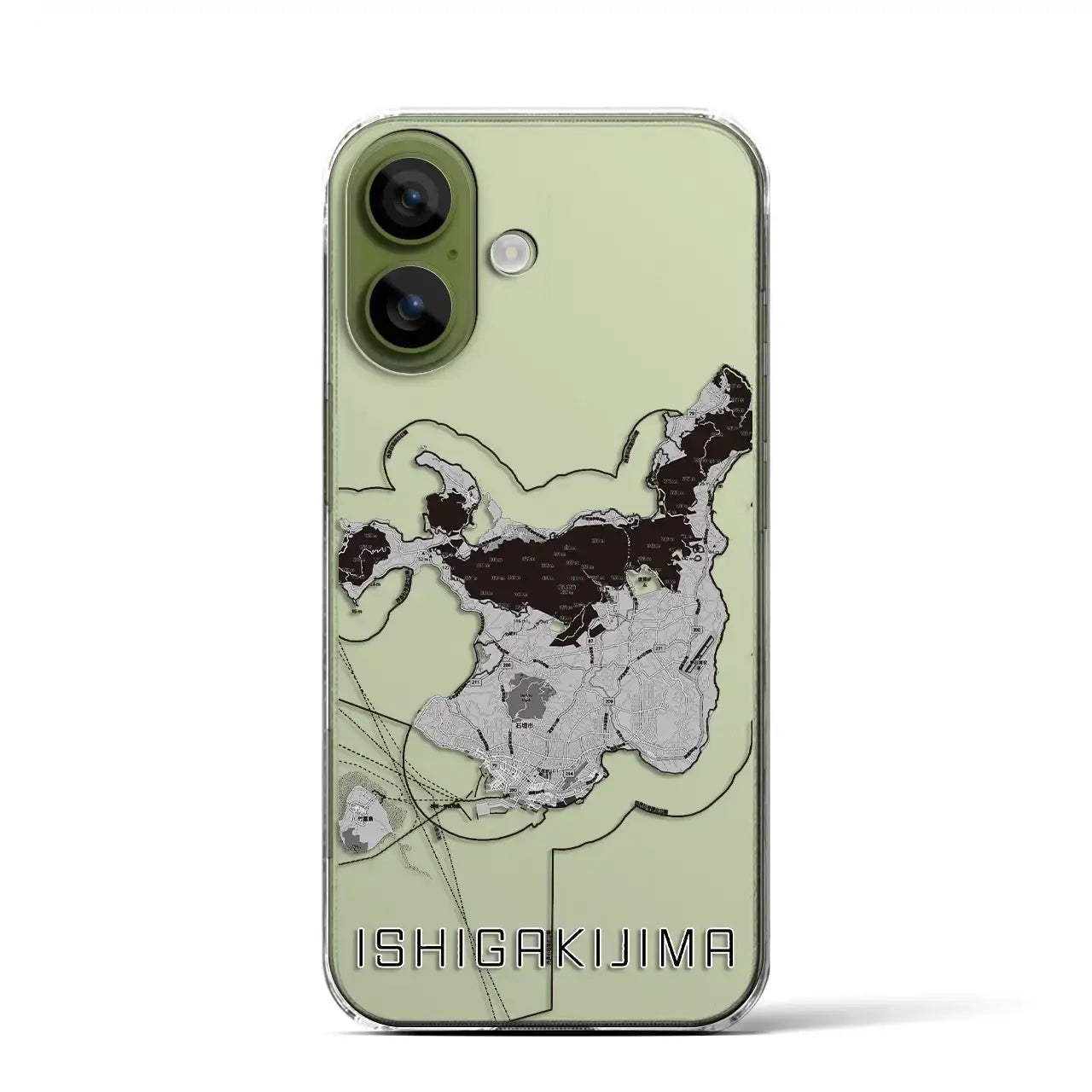 【石垣島(沖縄県)】地図柄iPhoneケース(クリアタイプ)モノトーン・iPhone 17 Pro Max 用