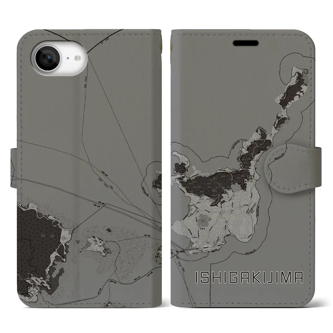 【石垣島(沖縄県)】地図柄iPhoneケース(手帳タイプ)