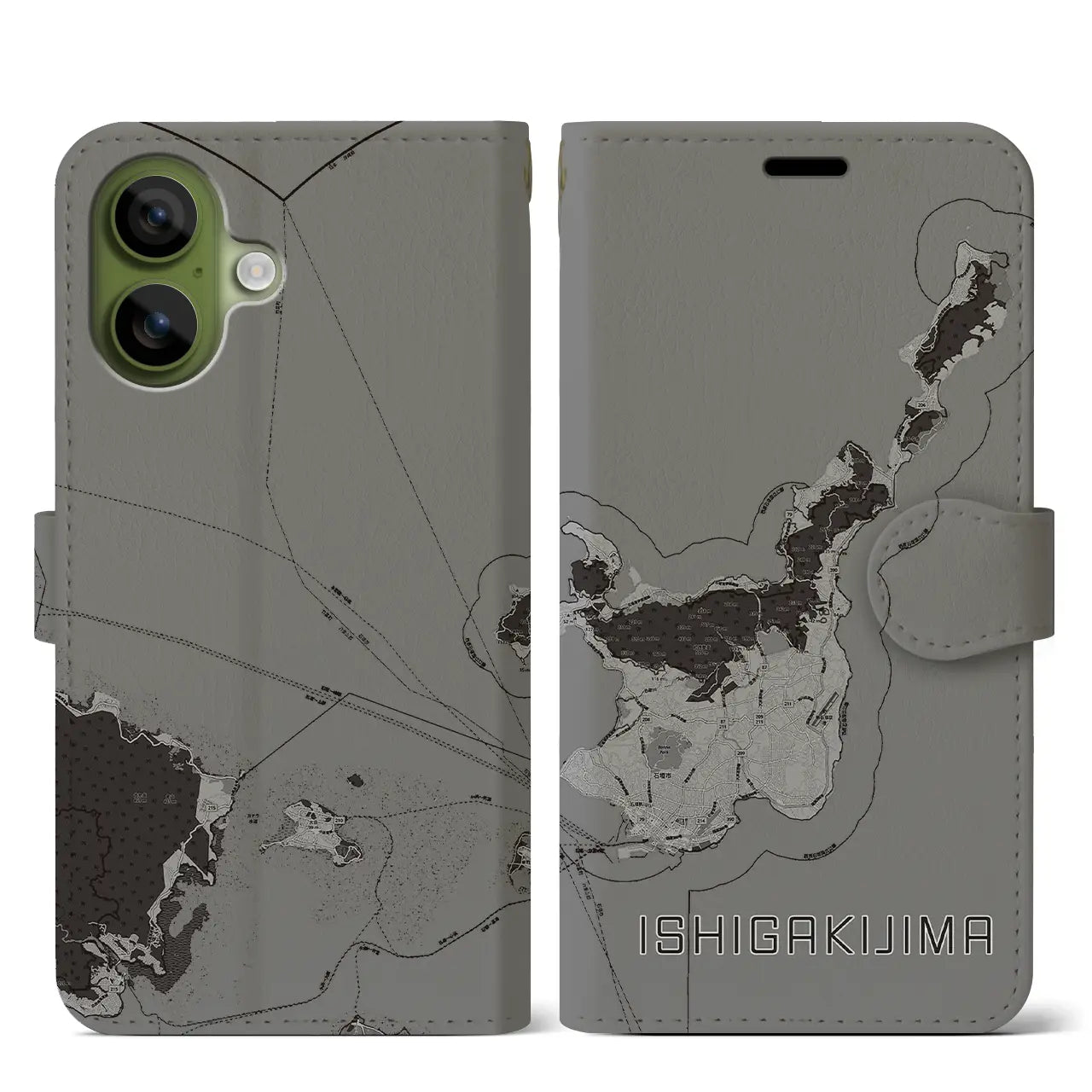 【石垣島(沖縄県)】地図柄iPhoneケース(手帳タイプ)