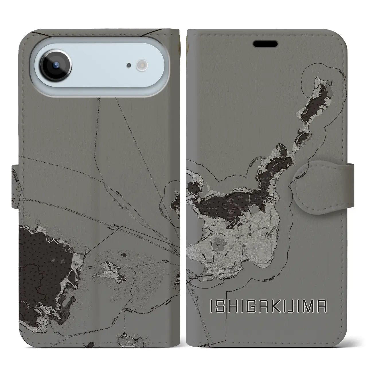 【石垣島(沖縄県)】地図柄iPhoneケース(手帳タイプ)