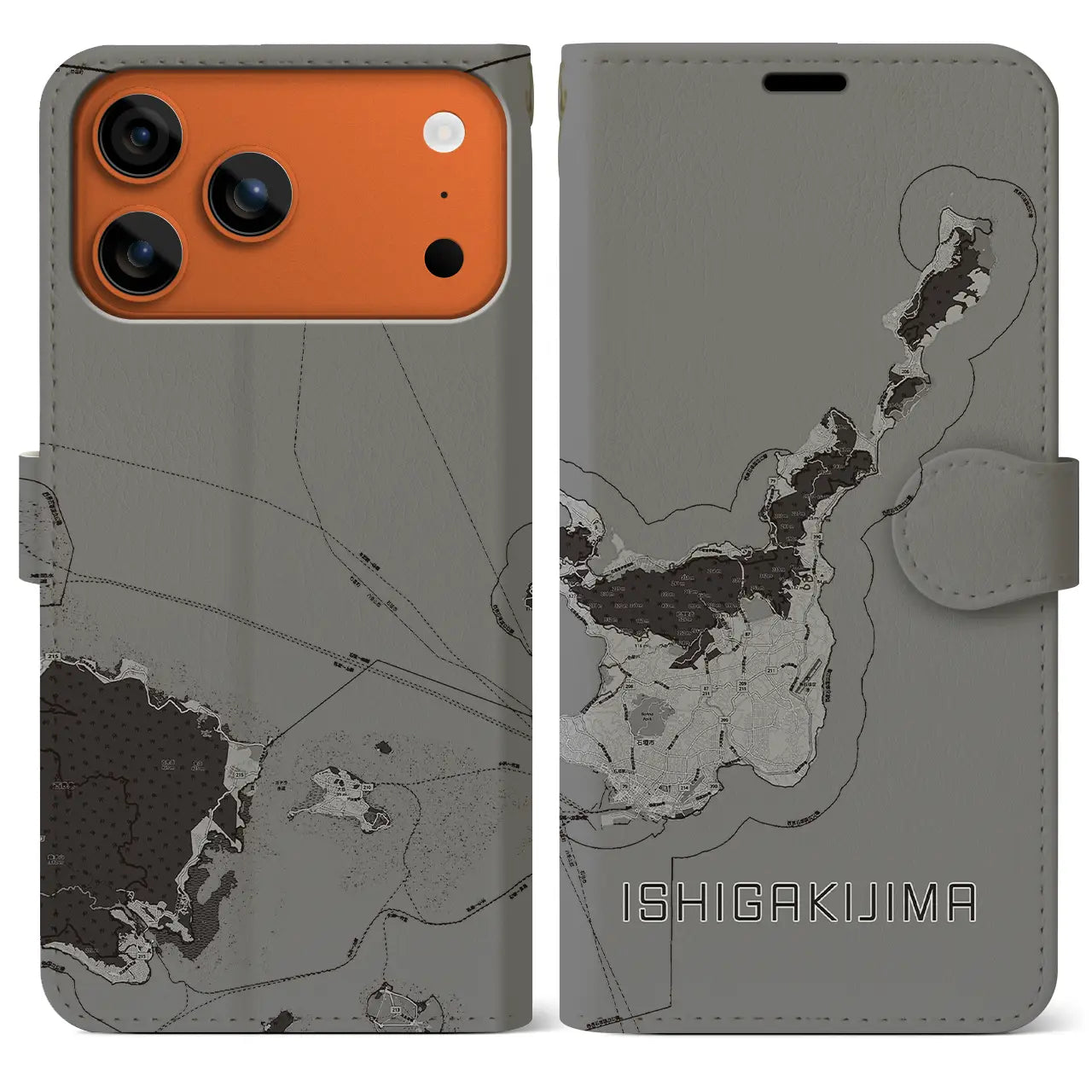 【石垣島(沖縄県)】地図柄iPhoneケース(手帳タイプ)