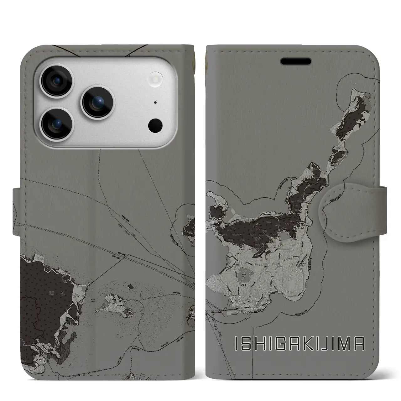 【石垣島(沖縄県)】地図柄iPhoneケース(手帳タイプ)