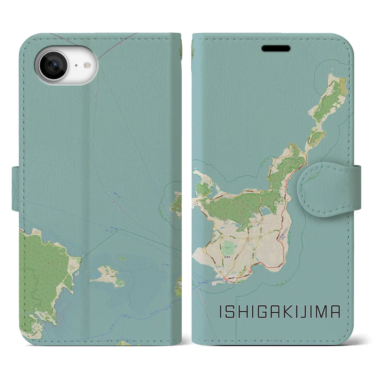 【石垣島(沖縄県)】地図柄iPhoneケース(手帳タイプ)