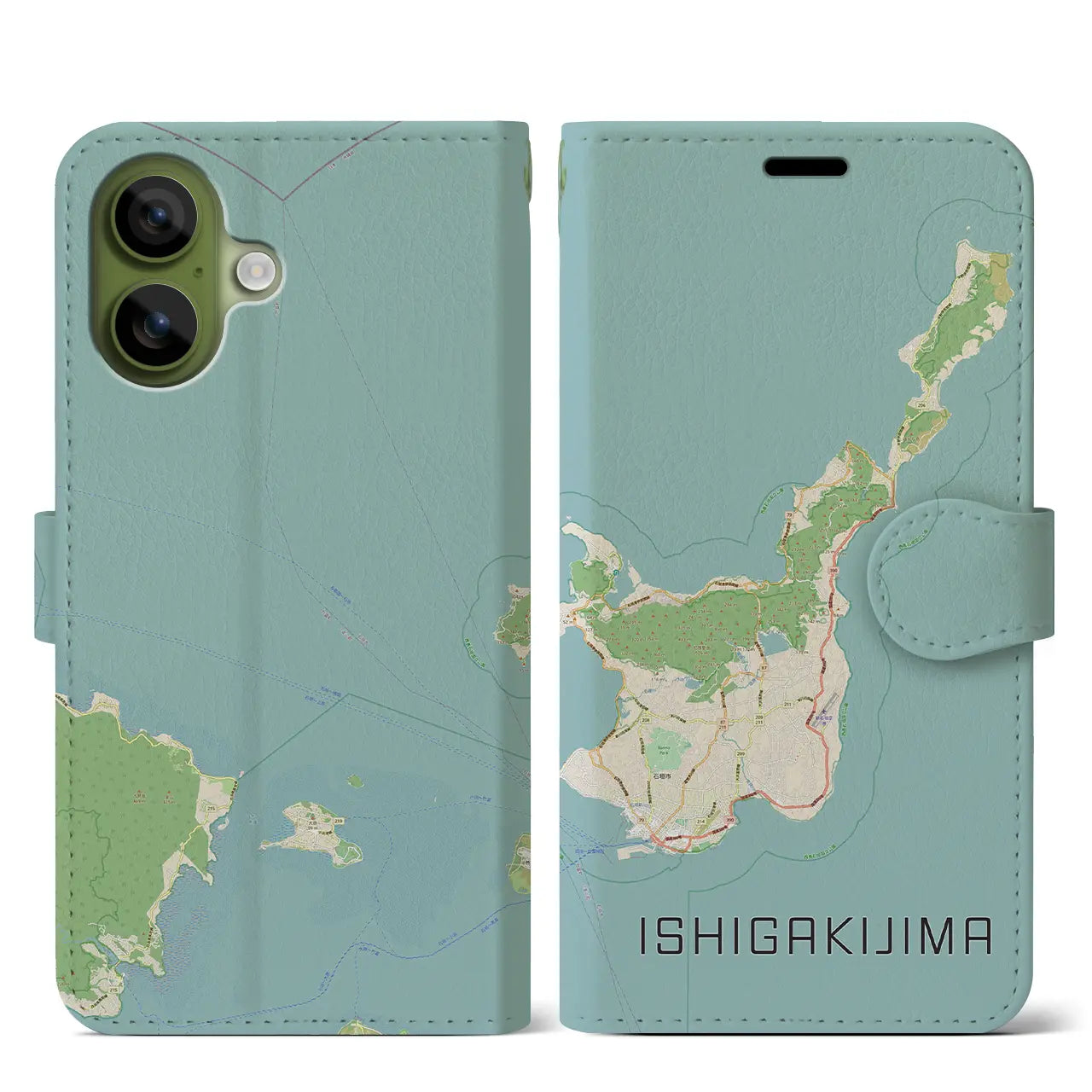 【石垣島(沖縄県)】地図柄iPhoneケース(手帳タイプ)ナチュラル・iPhone 17 Pro Max 用