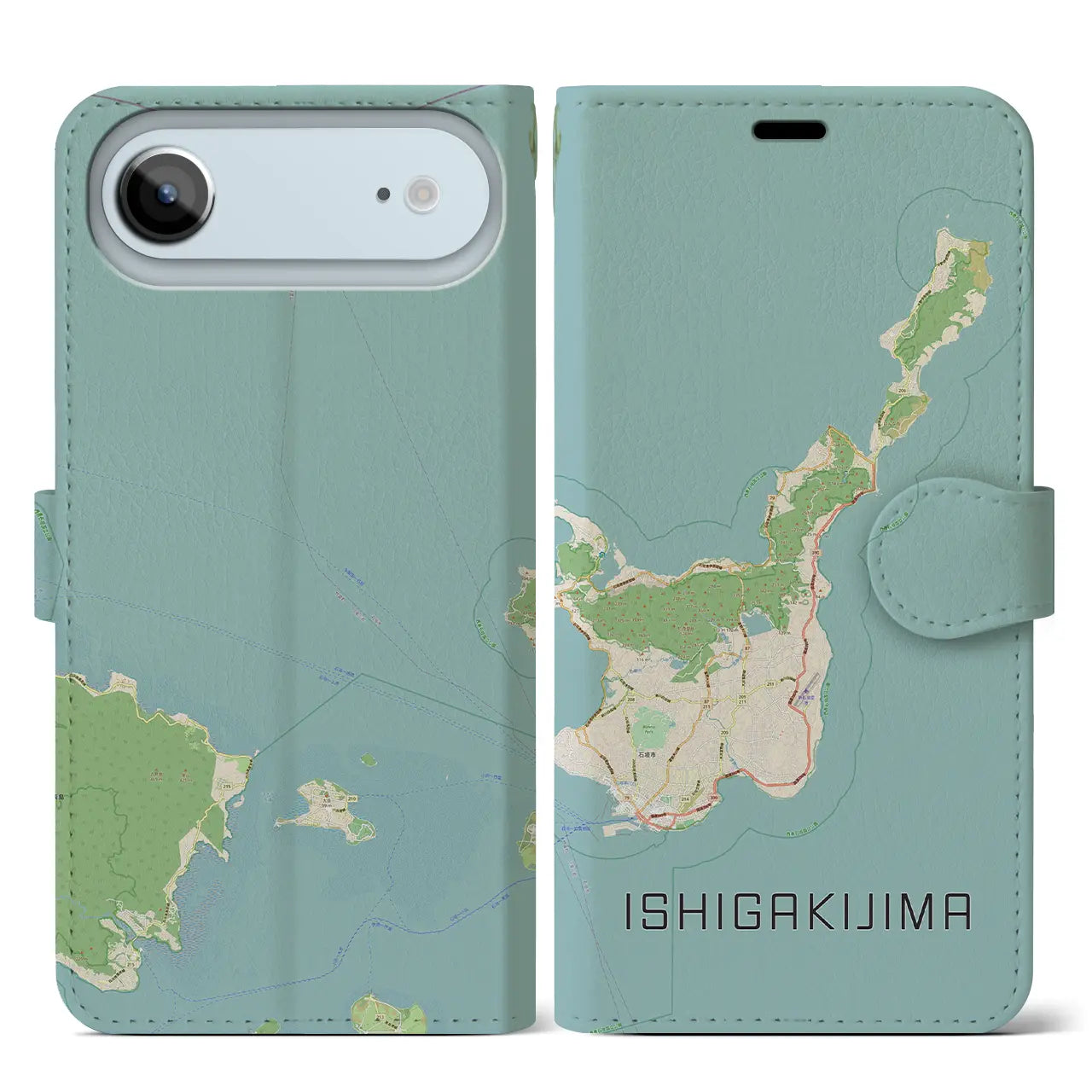 【石垣島(沖縄県)】地図柄iPhoneケース(手帳タイプ)