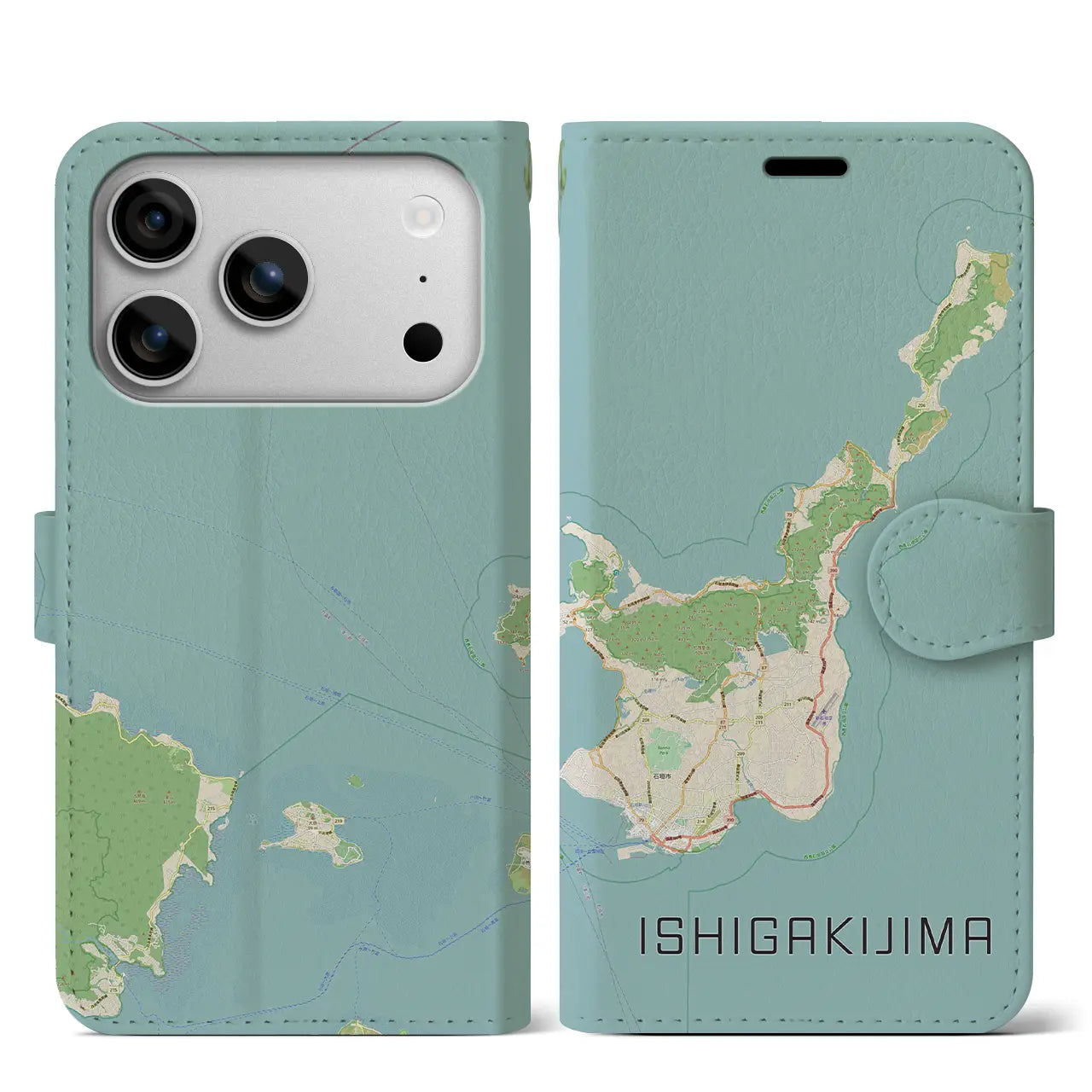 【石垣島(沖縄県)】地図柄iPhoneケース(手帳タイプ)