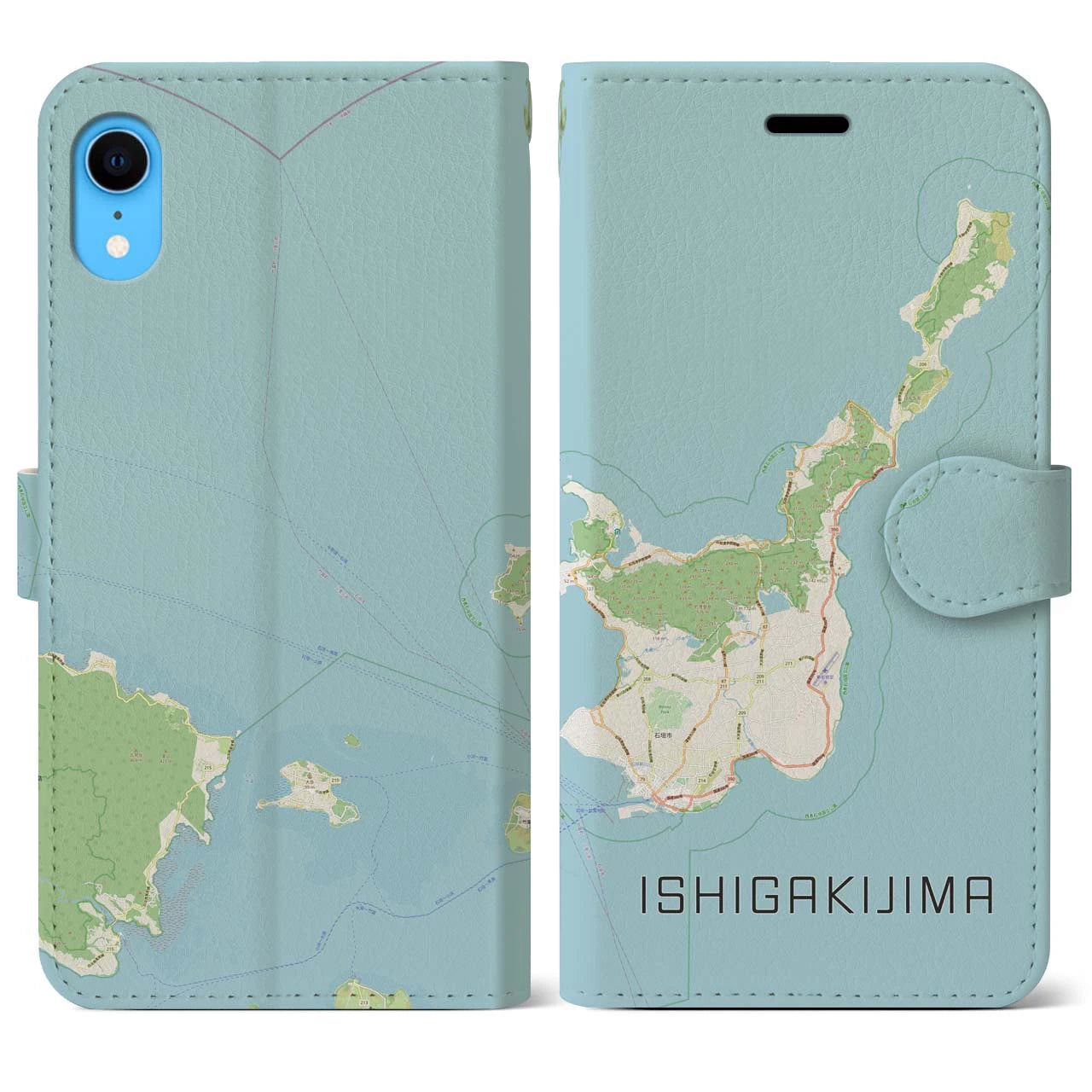 【石垣島(沖縄県)】地図柄iPhoneケース(手帳タイプ)ナチュラル・iPhone XR 用