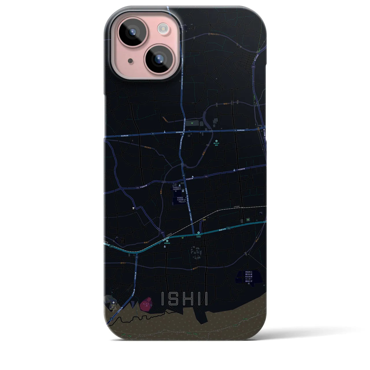 【石井(徳島県)】地図柄iPhoneケース(バックカバータイプ)