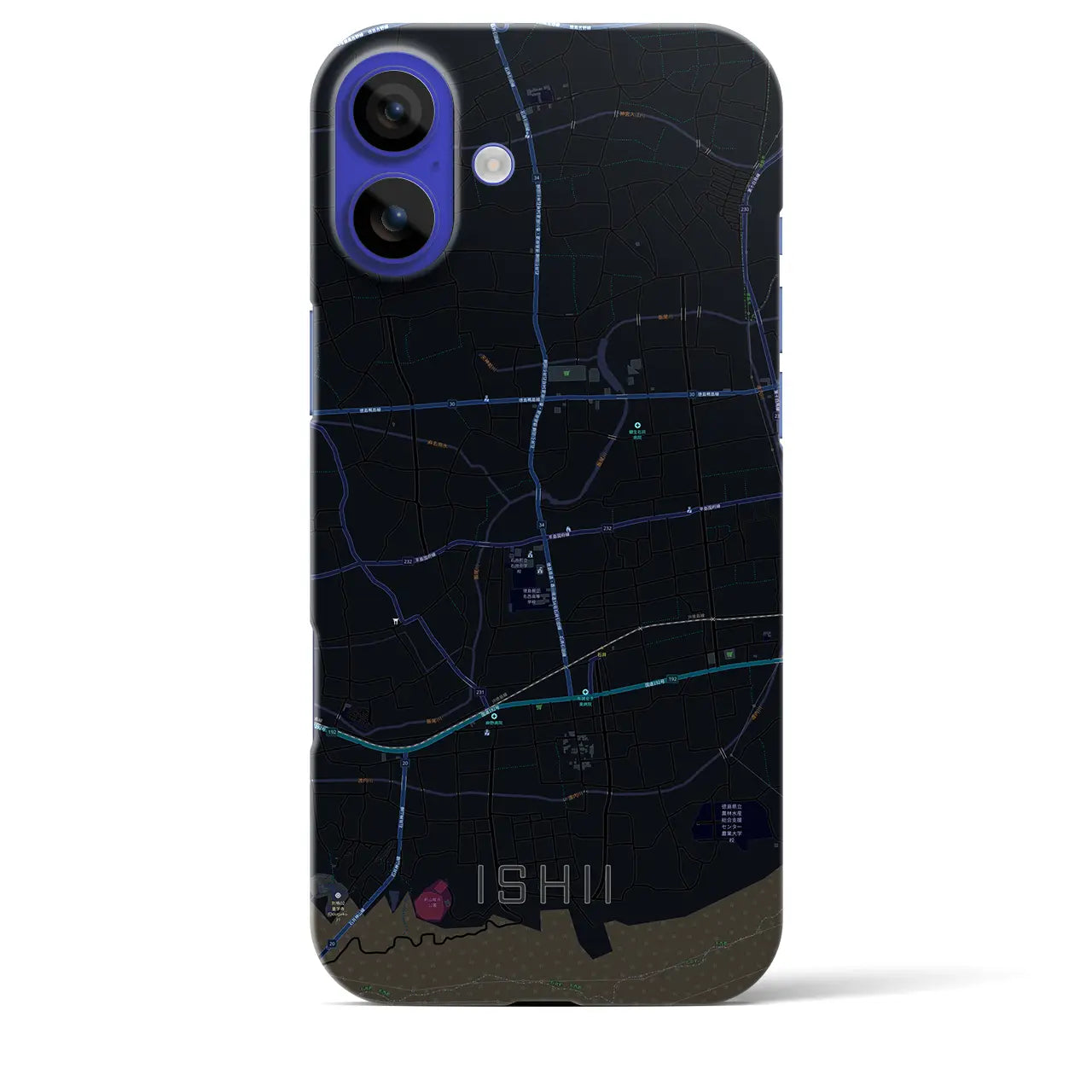 【石井(徳島県)】地図柄iPhoneケース(バックカバータイプ)