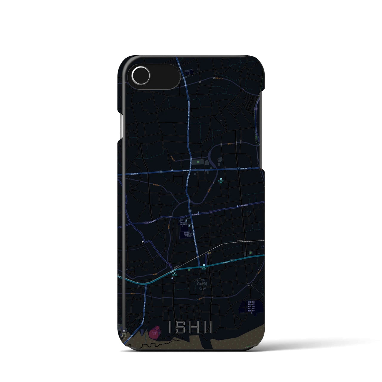 【石井(徳島県)】地図柄iPhoneケース(バックカバータイプ)