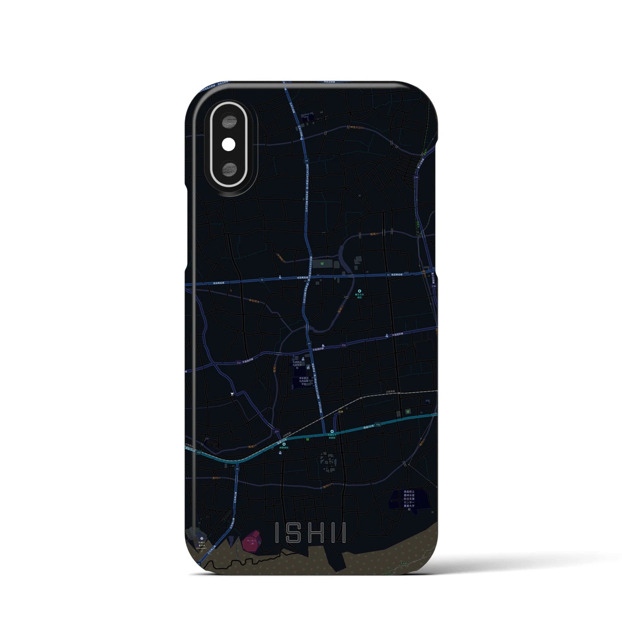【石井(徳島県)】地図柄iPhoneケース(バックカバータイプ)