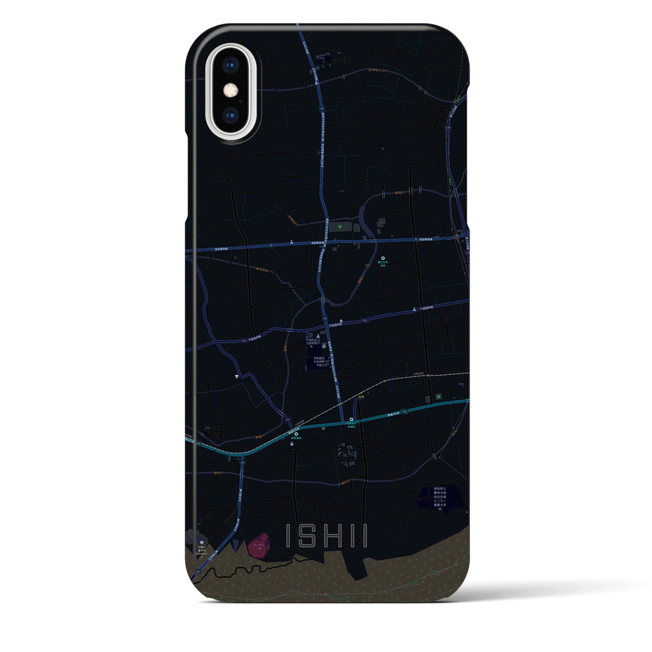 【石井(徳島県)】地図柄iPhoneケース(バックカバータイプ)