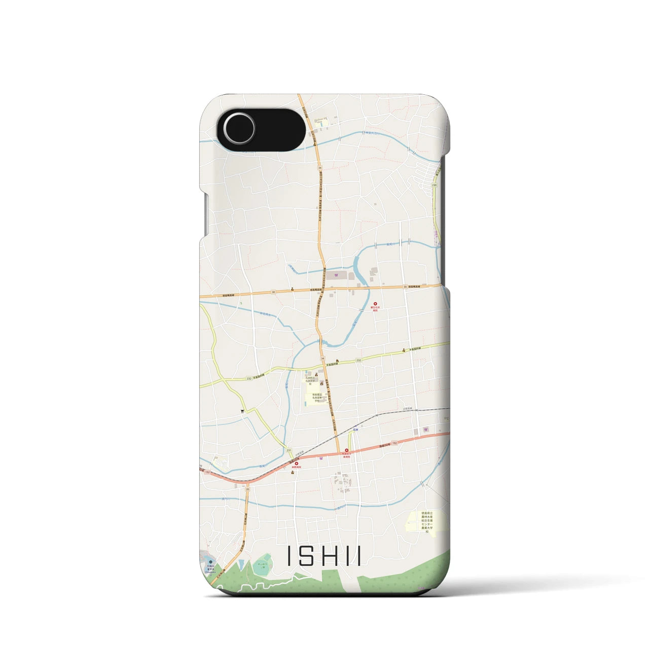 【石井(徳島県)】地図柄iPhoneケース(バックカバータイプ)