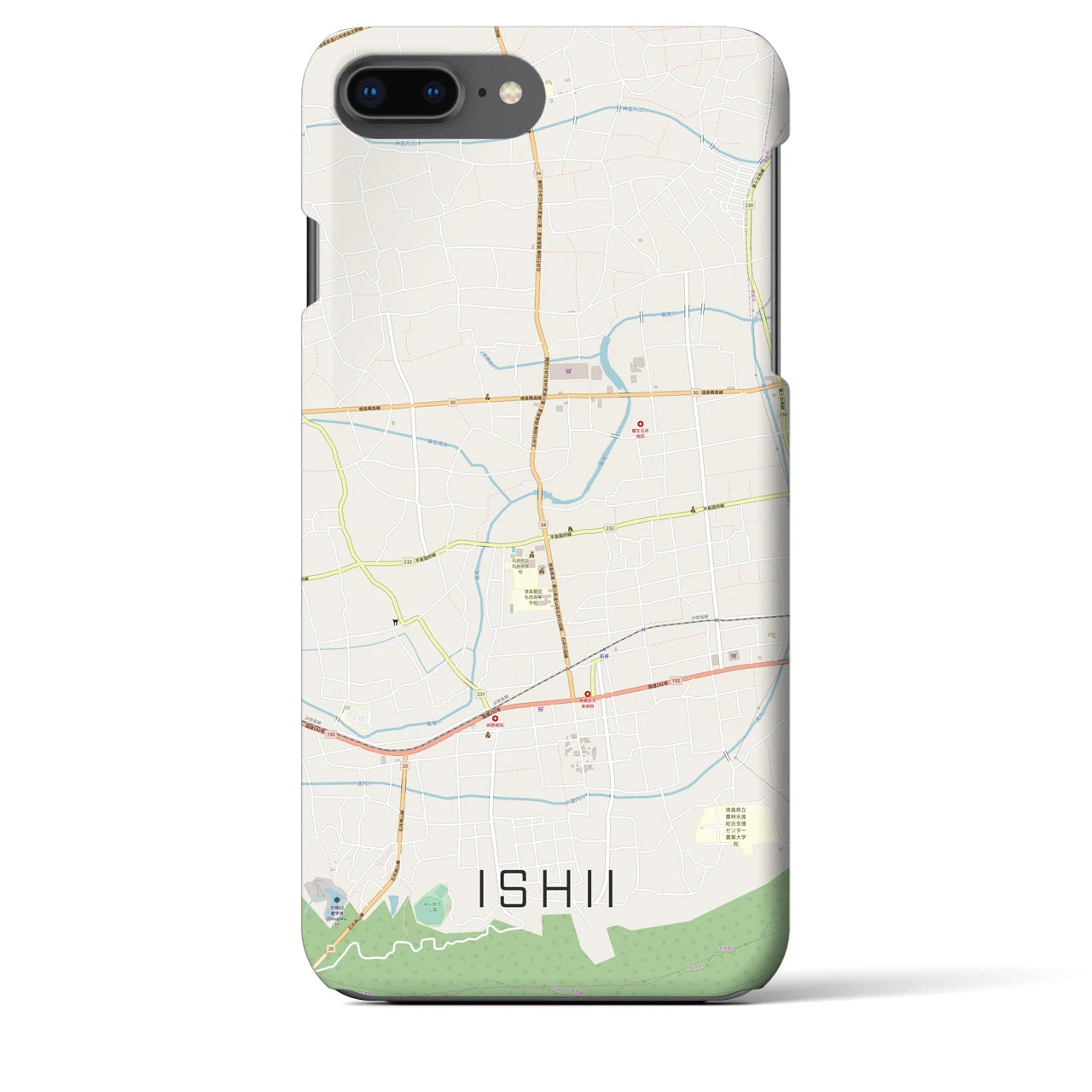 【石井(徳島県)】地図柄iPhoneケース(バックカバータイプ)