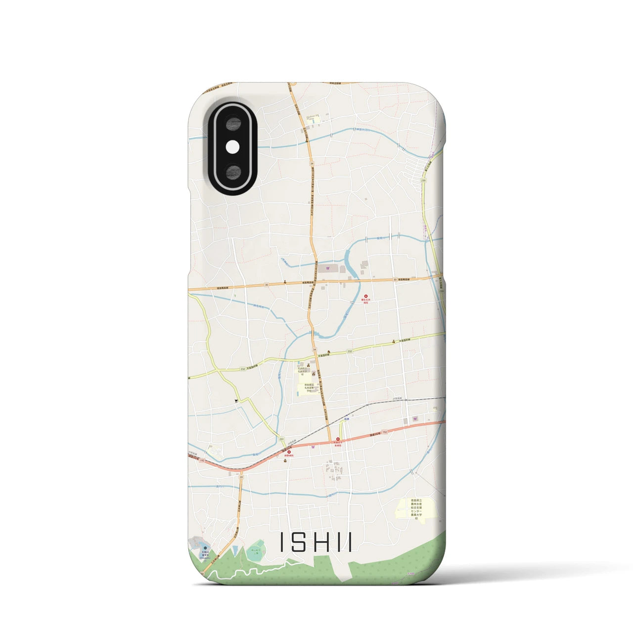 【石井(徳島県)】地図柄iPhoneケース(バックカバータイプ)