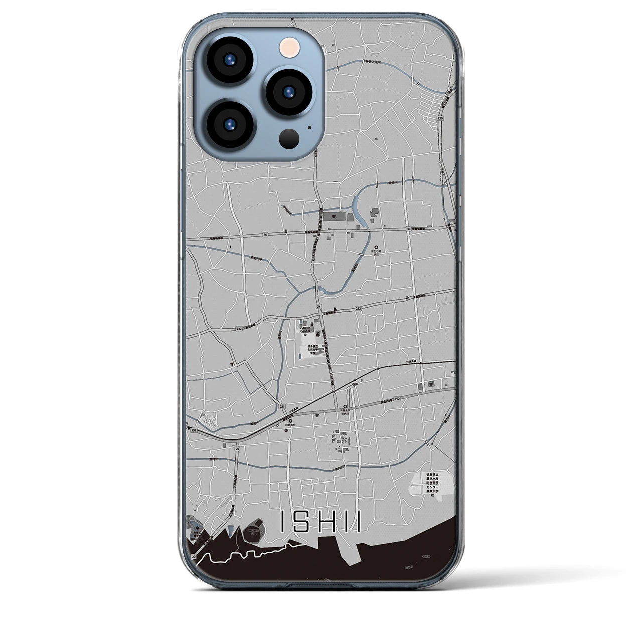 【石井(徳島県)】地図柄iPhoneケース(クリアタイプ)