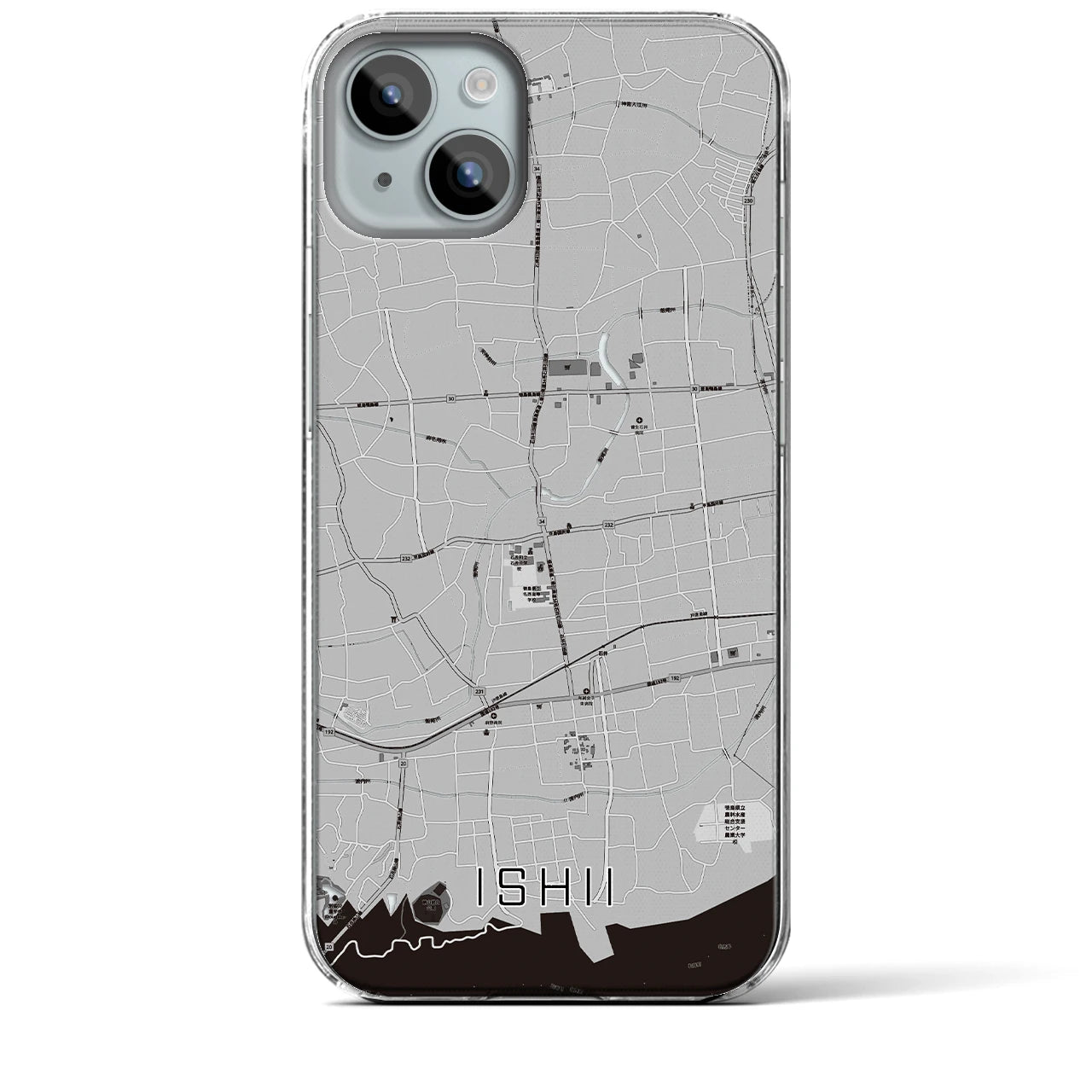 【石井(徳島県)】地図柄iPhoneケース(クリアタイプ)