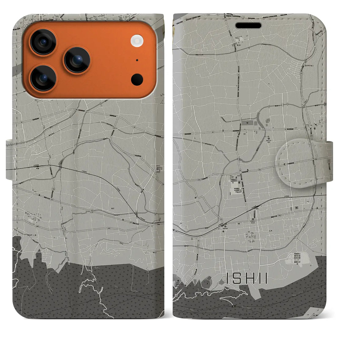 【石井(徳島県)】地図柄iPhoneケース(手帳タイプ)