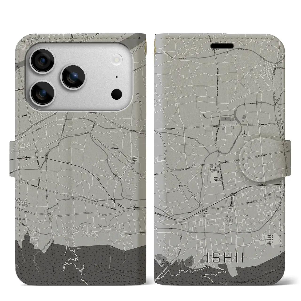 【石井(徳島県)】地図柄iPhoneケース(手帳タイプ)