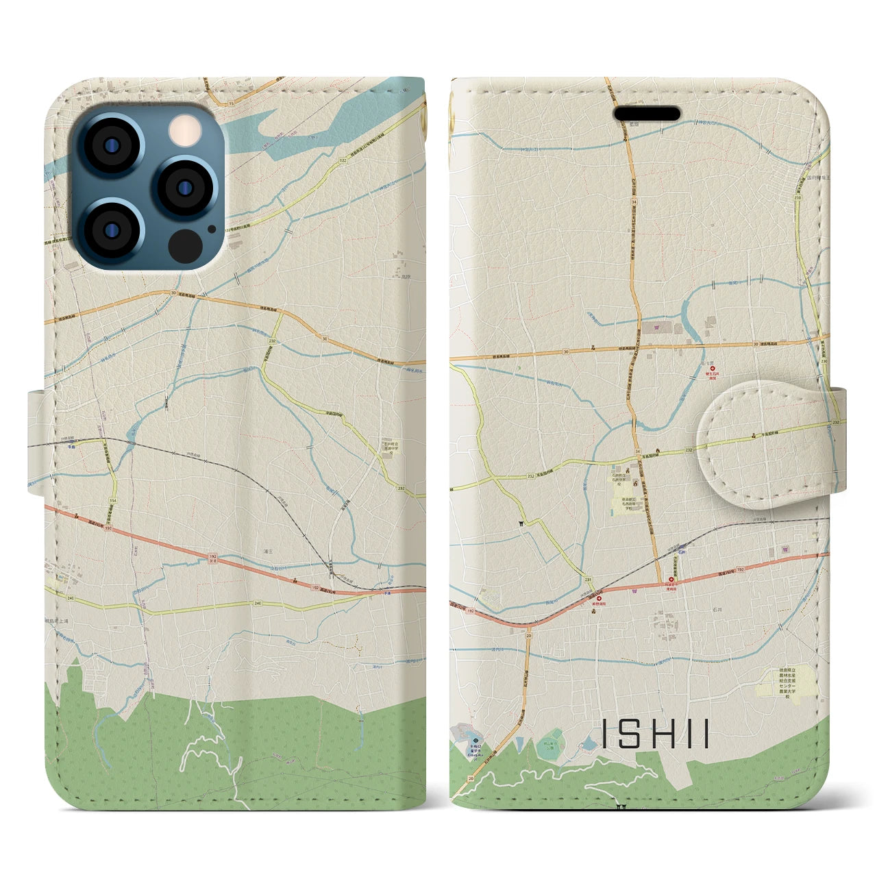 【石井(徳島県)】地図柄iPhoneケース(手帳タイプ)