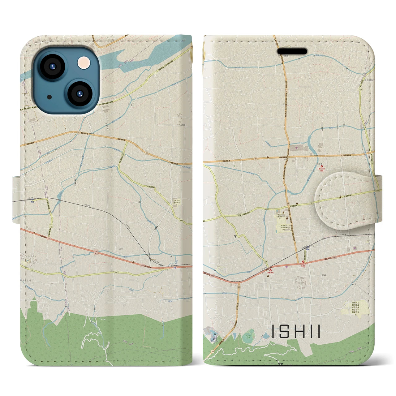 【石井(徳島県)】地図柄iPhoneケース(手帳タイプ)