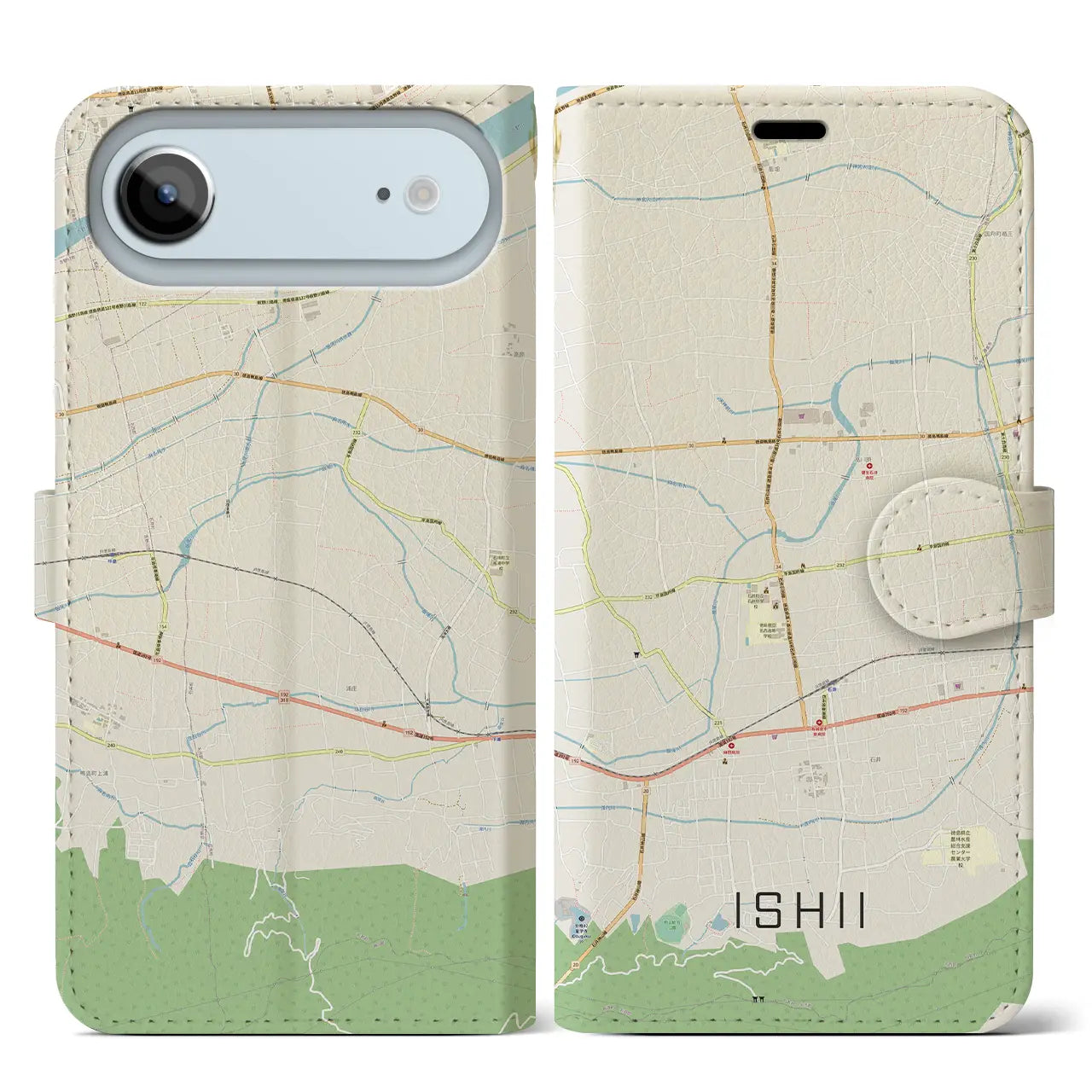 【石井(徳島県)】地図柄iPhoneケース(手帳タイプ)