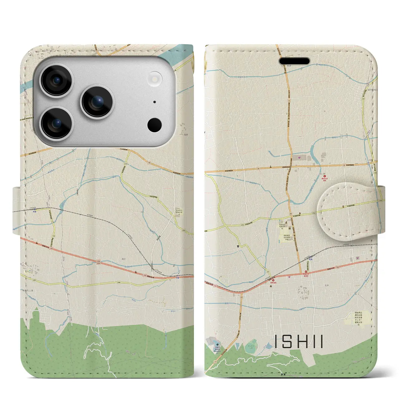 【石井(徳島県)】地図柄iPhoneケース(手帳タイプ)