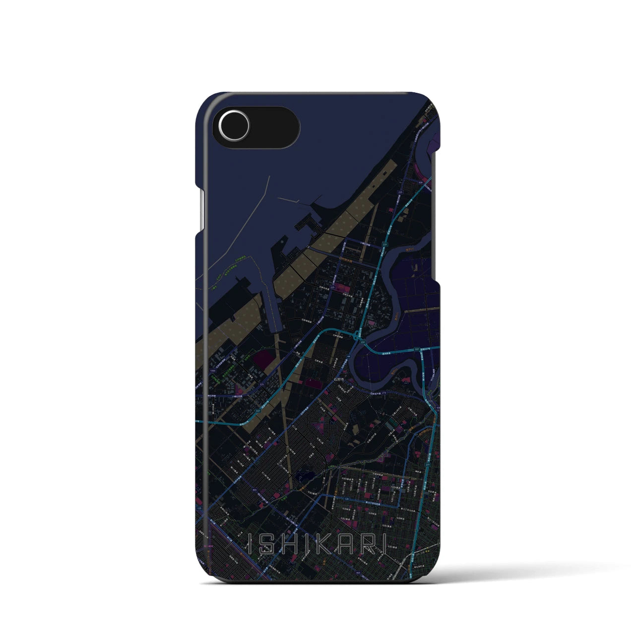【石狩(北海道)】地図柄iPhoneケース(バックカバータイプ)