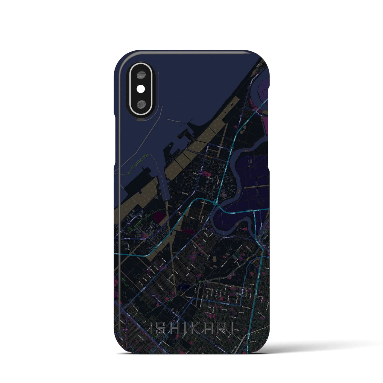 【石狩(北海道)】地図柄iPhoneケース(バックカバータイプ)