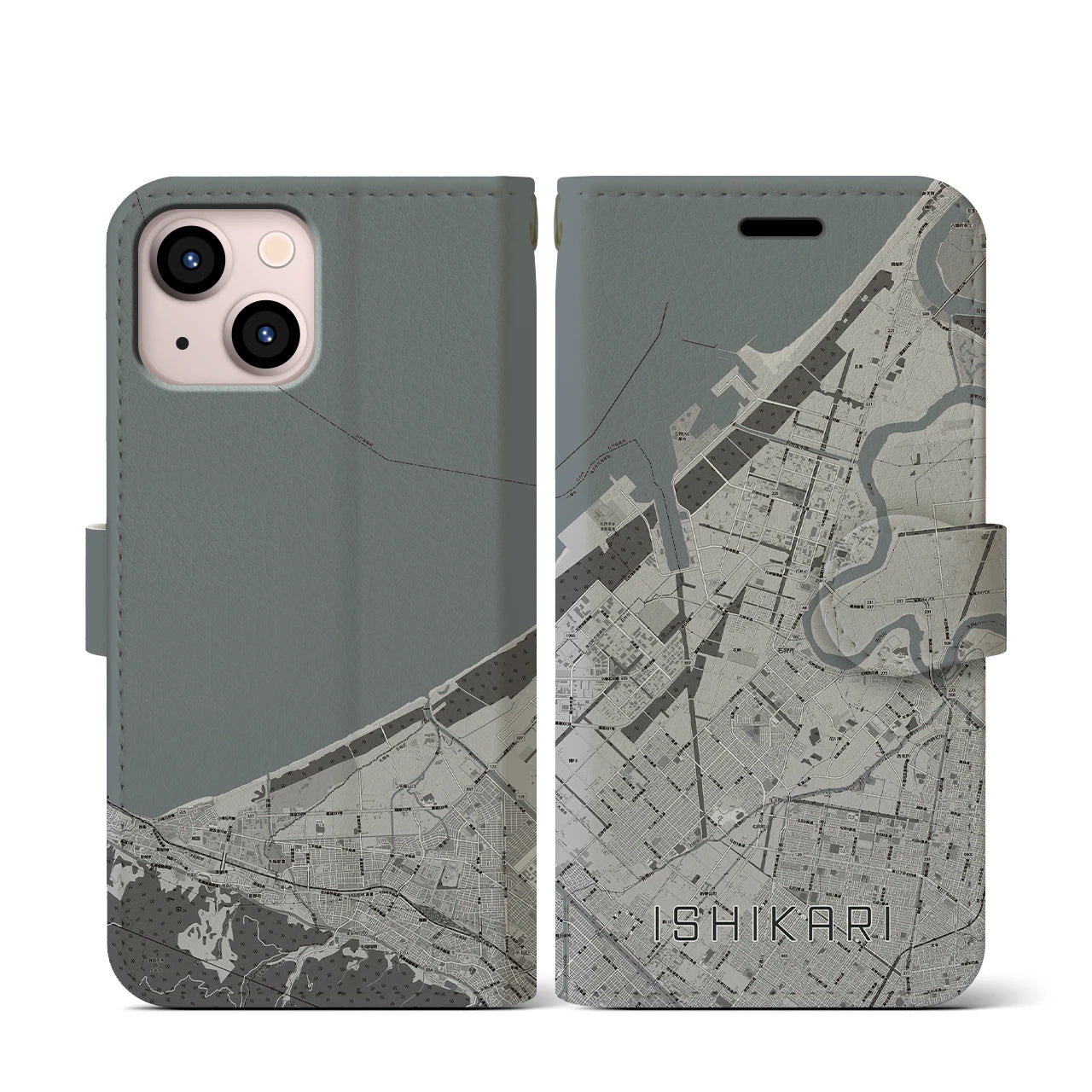 【石狩(北海道)】地図柄iPhoneケース(手帳タイプ)