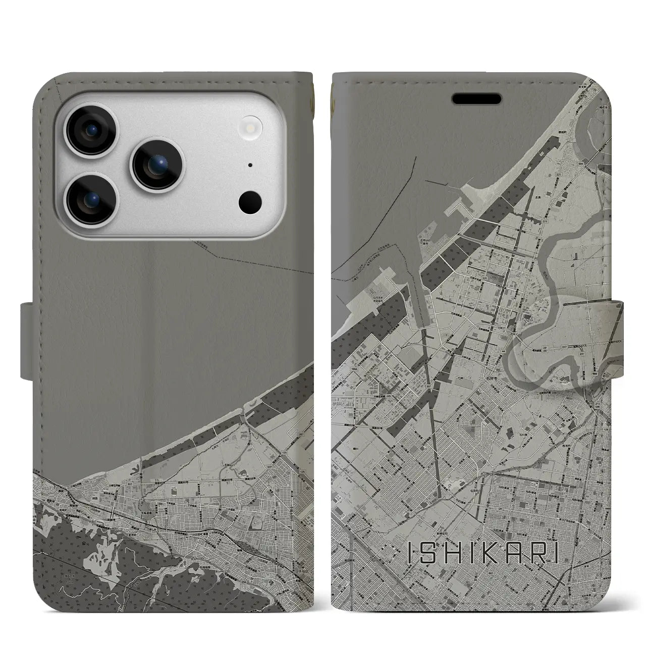 【石狩(北海道)】地図柄iPhoneケース(手帳タイプ)