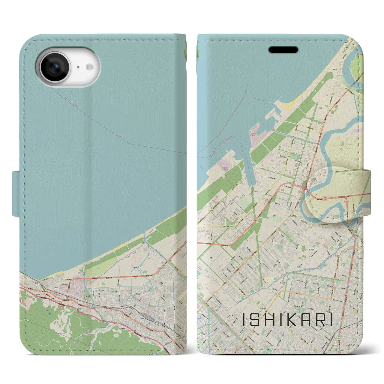 【石狩(北海道)】地図柄iPhoneケース(手帳タイプ)