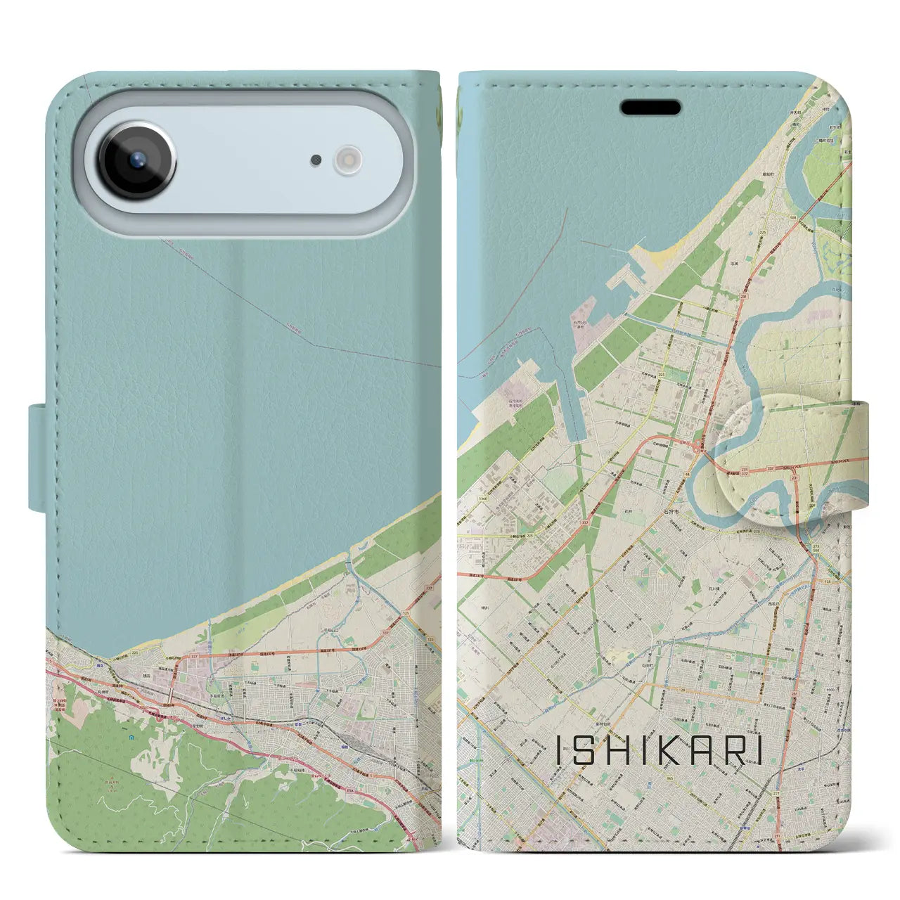 【石狩(北海道)】地図柄iPhoneケース(手帳タイプ)モノトーン・iPhone 17 Pro Max 用