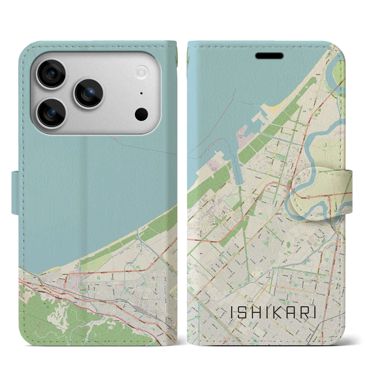 【石狩(北海道)】地図柄iPhoneケース(手帳タイプ)ナチュラル・iPhone 17 Pro Max 用