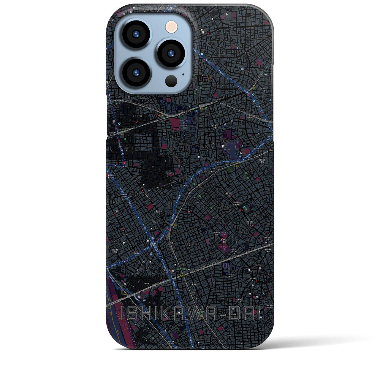【石川台(東京都)】地図柄iPhoneケース(バックカバータイプ)